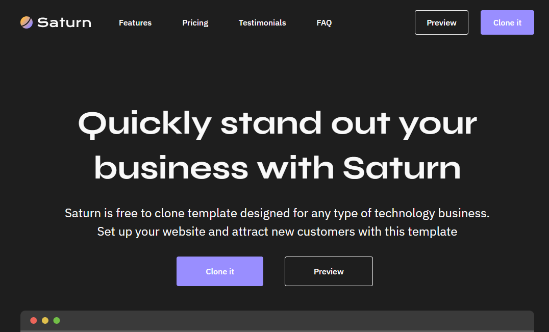 Saturn Landing Page